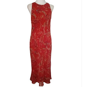 Vintage Ann Taylor Y2K 100% Silk Paisley Sleeveless‎ Maxi Dress Size 4